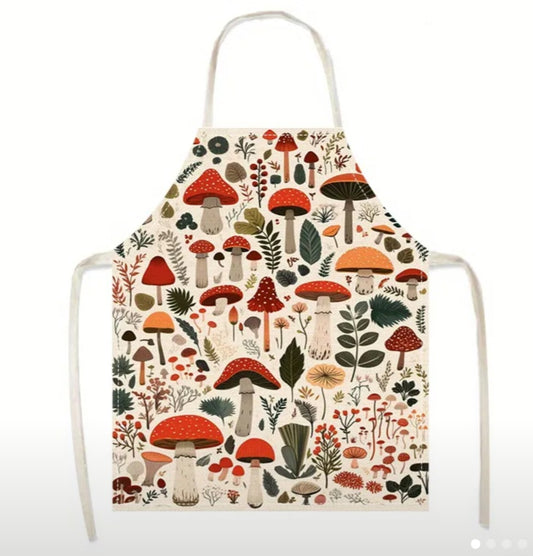 Apron with a mushroom design
